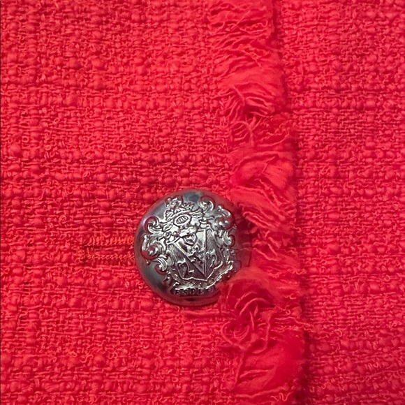 Veronica Beard Vibrant Red/Watermelon Skirt with Silver Buttons - Picture 3 of 7